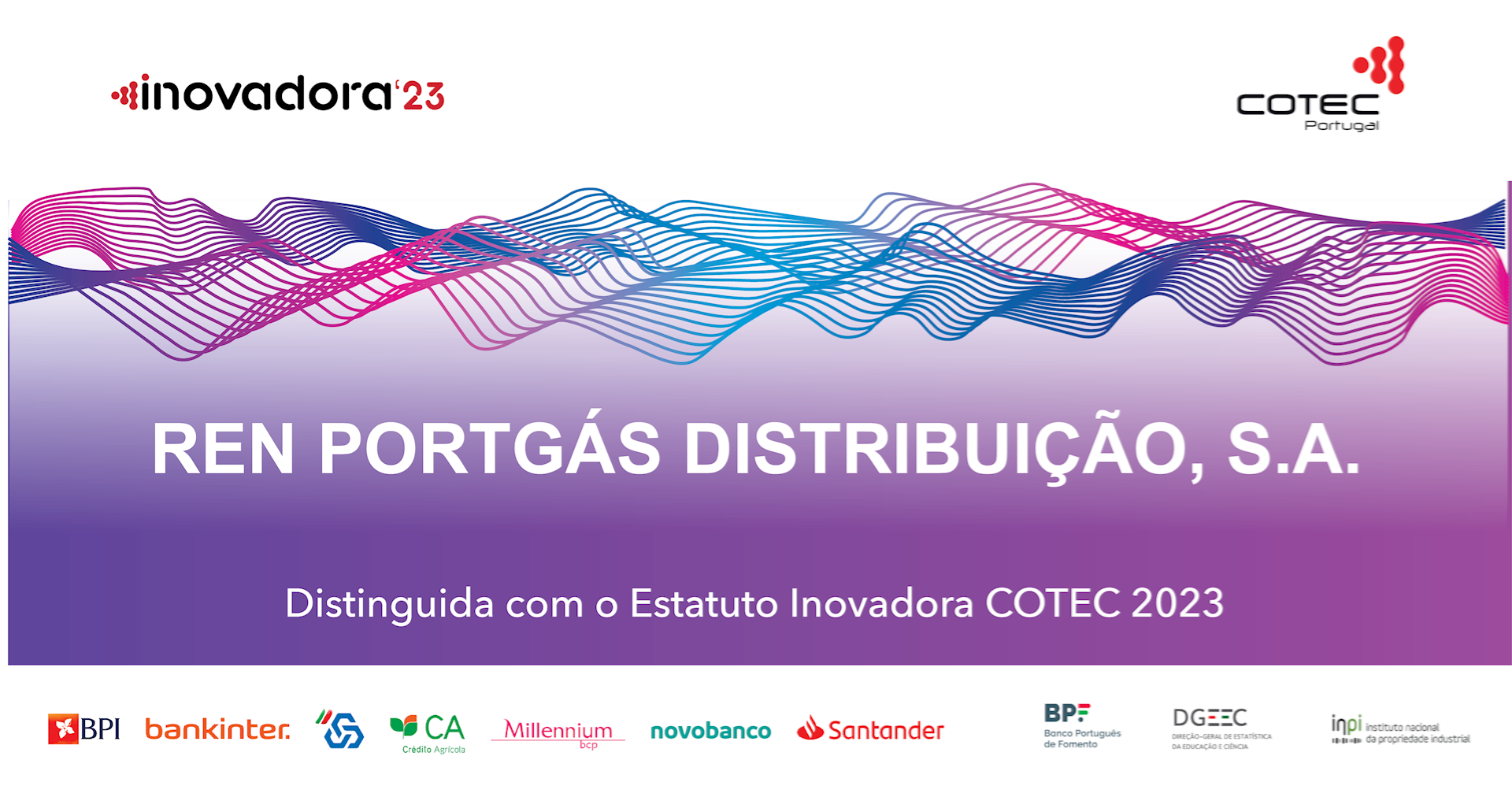 Prémio Inovadora COTEC 2023 recebido pela Portgás