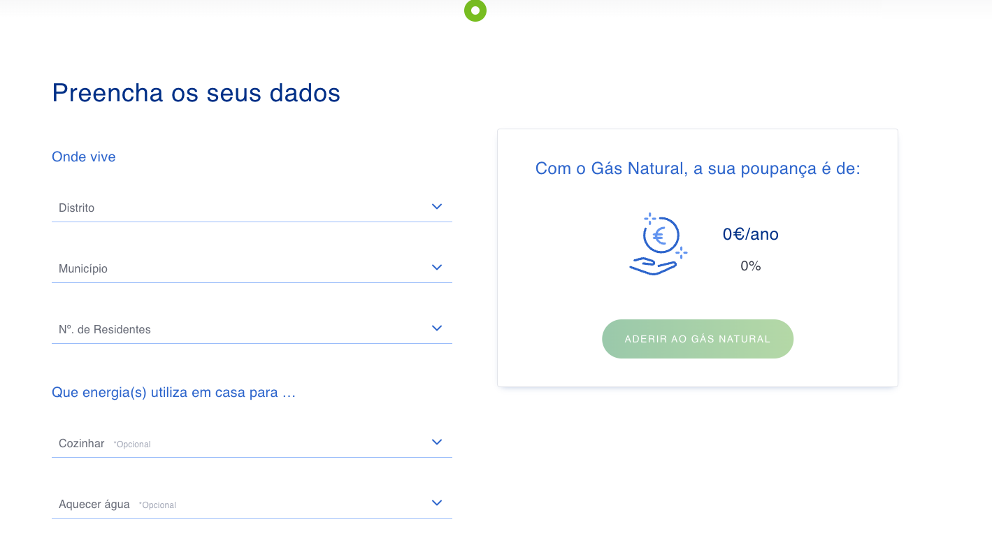 Simulador de Poupança  de Gás Natural da Portgás
